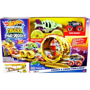 Mattel HYT07 - Hot Wheels - Monster Trucks défi course électrifiante