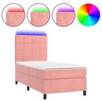 vidaXL Sommier à lattes de lit avec matelas LED Rose 90x190 cm Velours