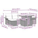 vidaXL Ensemble de canapé de jardin avec coussin 7 Pièces Noir Poly rotin