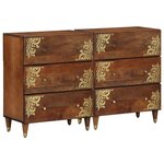 Buffets vidaXL 2 Pièces Miel 60x33.5x75 cm Bois massif de mangue