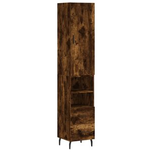 vidaXL Buffet haut Chêne fumé 34 5x34x180 cm Bois d'ingénierie