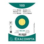 Paquet 100 Fiches Sous Film - Bristol Ligné Non Perforé 105x148mm - Jaune - X 20 - Exacompta