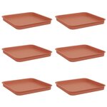 vidaXL Plateau carré à fleurs 6 pc Rouge brique 21 x 21 x 2 cm