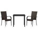 vidaXL Ensemble de salle à manger de jardin 3 pièces Marron Rattan Poly