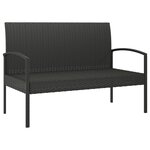 vidaXL Banc de jardin avec coussin noir 105 cm résine tressée
