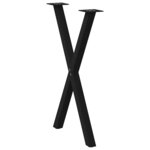 vidaXL Pieds de table à manger en forme de X  2 pièces  noir  57 x (72-73) cm  acier