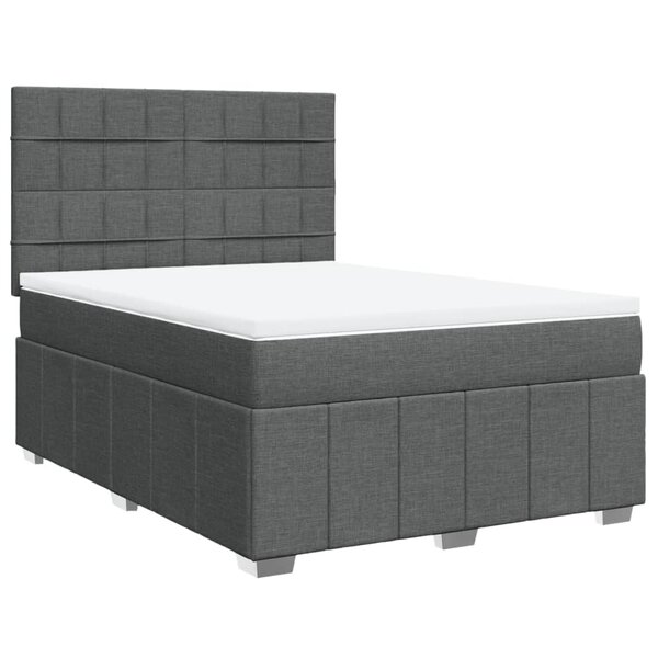 vidaXL Sommier à lattes de lit avec matelas Gris foncé 140x190cm Tissu