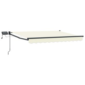 vidaXL Store rétractable manuel avec LEDs Crème et Anthracite 3 x 2 m
