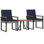 vidaXL Ensemble de meubles d'extérieur 3 Pièces Gris et bleu marine