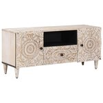 vidaXL Meuble TV Blanc 105 x 33 5 x 46 cm Bois de mangue massif
