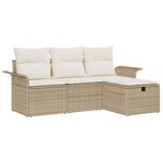 vidaXL Ensemble de canapés de jardin 4 pièces avec coussins beige en rotin synthétique