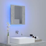 vidaXL Armoire de salle de bain à miroir LED Gris béton Acrylique