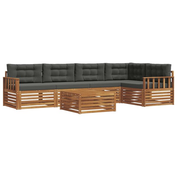 vidaXL Ensemble de canapés d'extérieur 6 Pièces Naturel et Anthracite