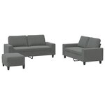 vidaXL Ensemble de canapés 3 Pièces gris foncé tissu