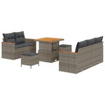 Ensemble de canapé de jardin 8 pièces vidaXL avec coussins gris en rotin polyacacia