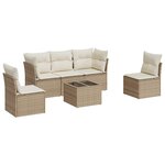 vidaXL Salon de jardin avec coussins 6 Pièces beige résine tressée