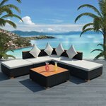 vidaXL Salon de jardin 6 Pièces avec coussins résine tressée noir