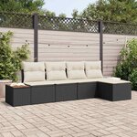 vidaXL Ensemble de canapé de jardin avec coussin 5 Pièces Noir et crème