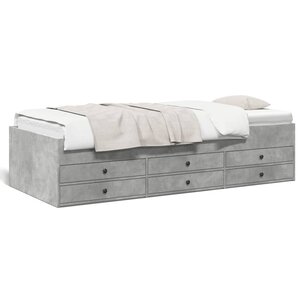 vidaXL Lit de jour avec tiroirs sans matelas gris béton 90x190 cm