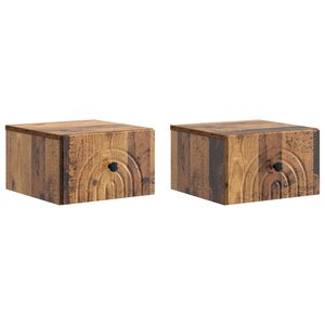 vidaXL Cabinet de chevet mural 2 pc Bois ancien 33 x 34 5 x 20 cm