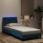 vidaXL Cadre de lit avec LED sans matelas bleu 90x200 cm velours