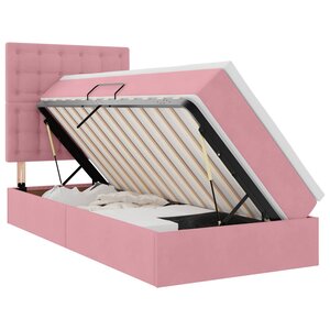 vidaXL Lit avec rangement et LED avec matelas Rose 90 x 200 cm Velours