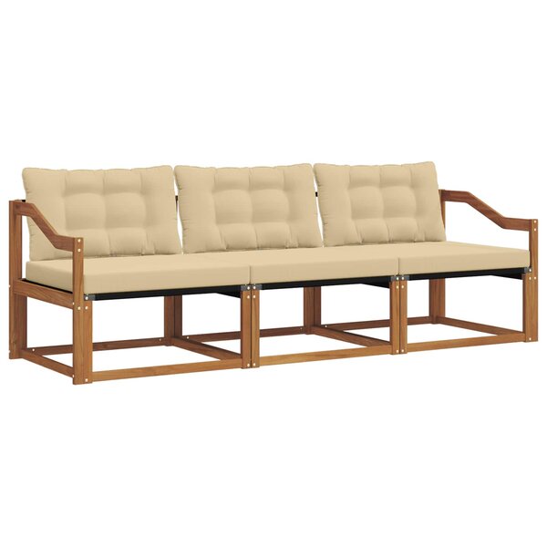 vidaXL Ensemble de canapés d'extérieur 3 pc Naturel et Beige