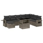 vidaXL Salon de jardin 9 Pièces avec coussins gris résine tressée