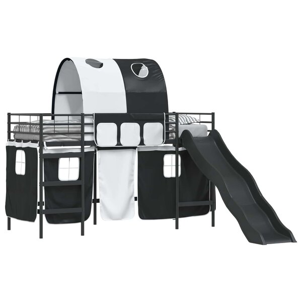 vidaXL Lit mezzanine pour enfants Noir 74 5 x 190 cm Métал