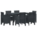 vidaXL Ensemble de Salle à Manger de Jardin de 7 Pièces avec Coussins Anthracite en Rattan Poly