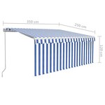 vidaXL Auvent rétractable manuel avec store LED 3 5x2 5m Bleu et blanc
