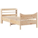 vidaXL Cadre de lit avec tête de lit 90x190 cm bois de pin massif