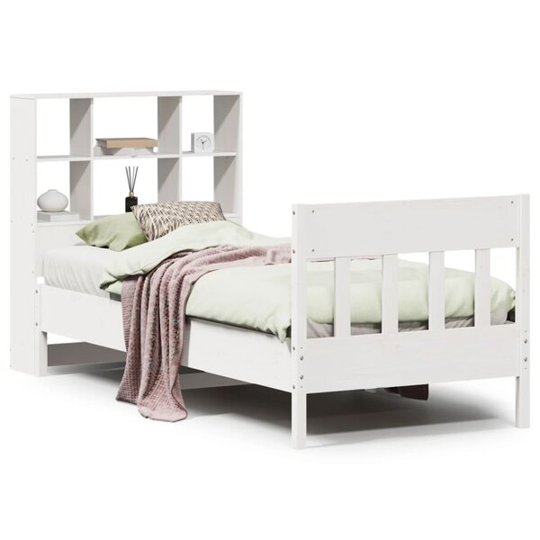 vidaXL Cadre de lit sans matelas blanc 90x190 cm bois de pin massif