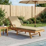 vidaXL Chaise longue avec coussin 100  Polyester Teck Solide