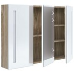 vidaXL Armoire de salle de bain à miroir LED 89x14x62cm blanc et chêne