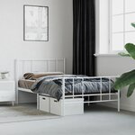 vidaXL Cadre de lit métal avec tête de lit/pied de lit blanc 100x190cm