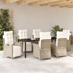 vidaXL Set de 7 pièces de salle à manger de jardin beige poly rattan