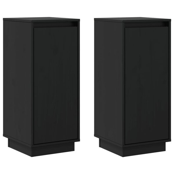 vidaXL Buffets 2 Pièces Noir 31 5x34x75 cm Bois massif de pin