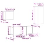 vidaXL Meuble TV Montage mural 4 Pièces Bois Ancien Bois d'ingénierie