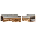 vidaXL Ensemble de canapés d'extérieur 6 pc Naturel et gris clair