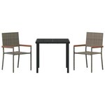 vidaXL Ensemble de salle à manger pour jardin 3 Pièces Gris Poly rotin