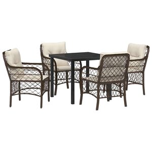 vidaXL Ensemble de salle à manger pour jardin 5 Pièces Marron polyrotin