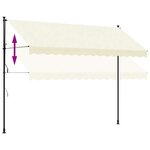 vidaXL Auvent rétractable crème 350x150 m tissu et acier