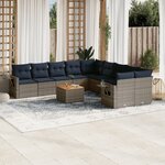 vidaXL Salon de jardin 11 Pièces avec coussins gris résine tressée