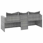 vidaXL Canapé de jardin 3 places avec coussins Gris Résine tressée