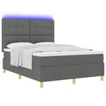 vidaXL Lit à ressort LED avec matelas Gris foncé 140 x 200 cm tissu