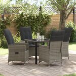 vidaXL Ensemble de salle à manger de jardin 5 pièces avec coussins gris en poly rattan
