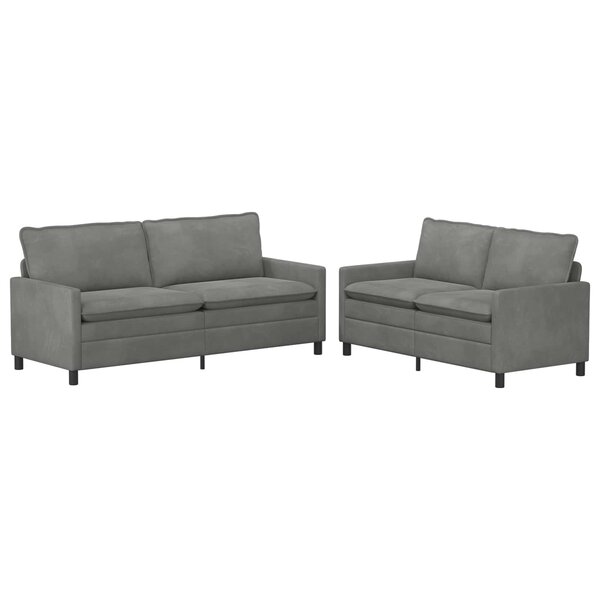 vidaXL Ensemble de Canapés 2 Pièces Gris foncé Velours