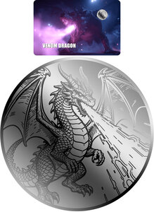 Monnaie VENOM DRAGON 1/500 Oz Platine 25$ Liberia 2026 (PRÉCOMMANDE)
