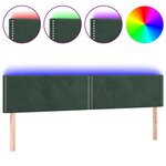 vidaXL Tête de lit à LED Vert foncé 160x5x78/88 cm Velours